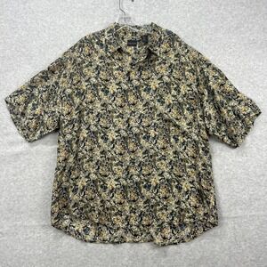 Vintage Structure Shirt Mens XL Floral Hawaiian Tropical 100% Silk‎ Short Sleeve